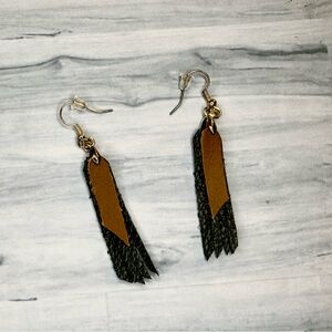 Chic Black and Brown Leather Earrings